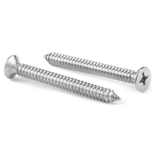 #7 x 1-3/4" Wood Screw 100Pcs 18-8 (304) Stainless Steel Screws Flat Head Phillips Fast Self Tapping Drywall Screws by SG TZH