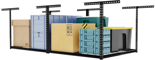 The Atlas 4 x 8 ft Adjustable Height Overhead Garage Storage Rack 900 lbs Heavy Duty Capacity Hammertone Finish