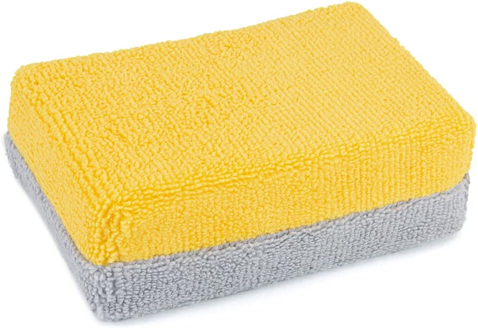 Autofiber Thick [Saver Applicator Terry] Ceramic Coating Applicator Sponge | 12 Pack | with Plastic Barrier to Reduce Product Waste. (Gold/Gray)