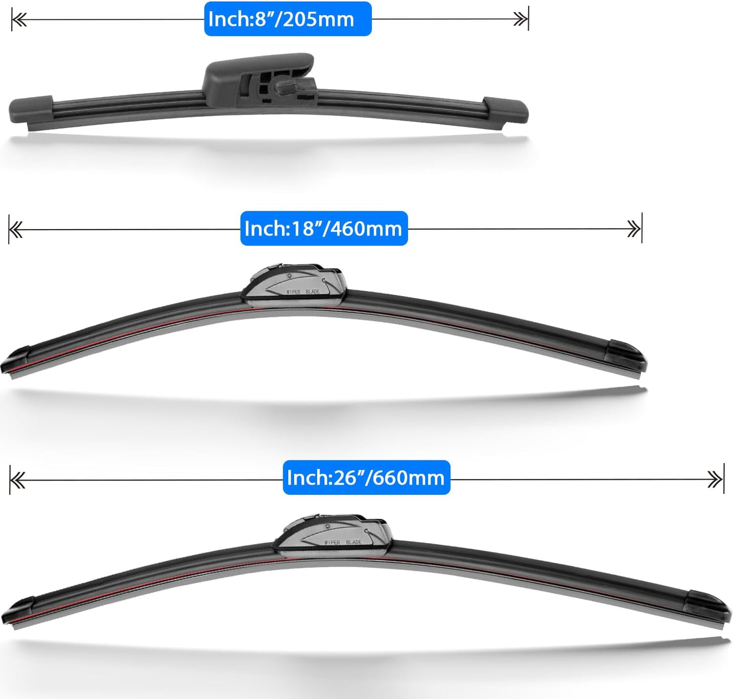 Windshield Wiper Blades Replacement for Hyundai Veloster 2012 2013 2014 2015 2016 2017 Original Factory Quality Front Rear Wipers Blade Set for My Car - 26" 18" 8" (Pack of 3)