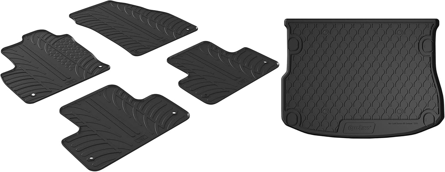 GledringUSA Custom Fit Rubber Mats Combo Pack Intended for Land Rover Range Rover Evoque (L538) 2012-2018, No Trimming Required, All-Weather, Protects from Rain, Mud, & Snow