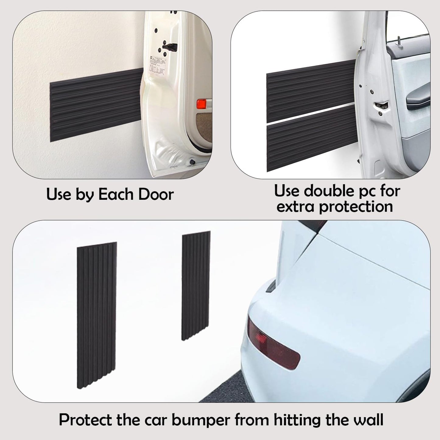 RUBBER BOND Garage Wall Protectors - 4in x 10ft Strong Self-Adhesive Rubber Bumper Protectors for Garage Walls - Heavy Duty, Waterproof and Anti-Scratch Garage Wall Protector for Car Doors (Black)