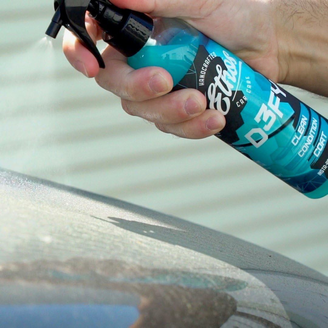 Ethos Defy - 3 in 1 Ceramic Coating - Waterless Car Wash Spray & Wax - Car Wax Rnseless Wash - Hydrophobic Top Coat - Polish & Polymer Paint Sealant Protection - with Insta-Bond Technology - 16OZ