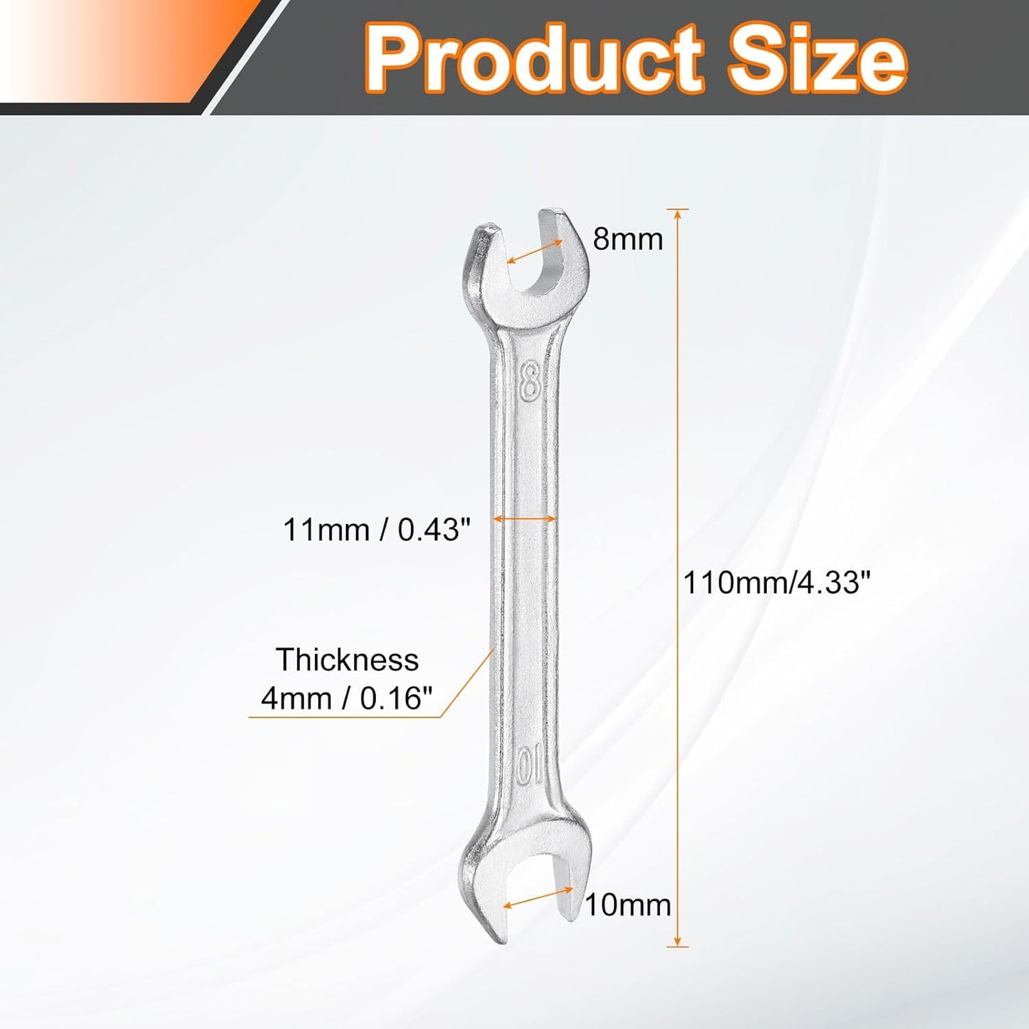 HARFINGTON Double Open End Wrench 8mm x 10mm Metric 15 Degree Offset Angle Small Flat Head Wrench Galvanizing Open Ended Spanner for Automotive Repair Furniture Assembly