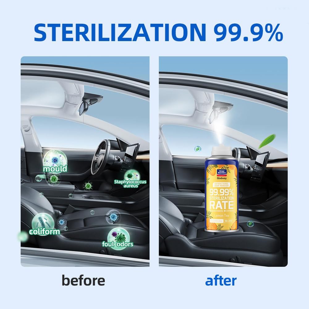 Glodway Whole Car Air Refresher Spray,Odor Eliminator Eliminates Strong Vehicle Odors,Cologne Scent + Lemon Scent-6 Ounce Spray Bottle (Plack of 2)