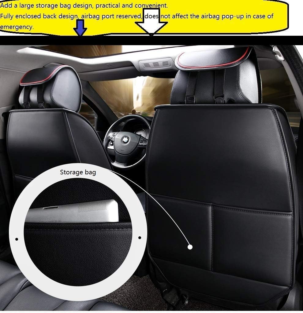 Seat Covers Full Set, Waterproof Leather Seat Covers for Cars, 5 Seats Universal Car Seat Protectors, Black Car Seat Covers Car Seat Cushions Fit for Most Cars (Black-Blue)