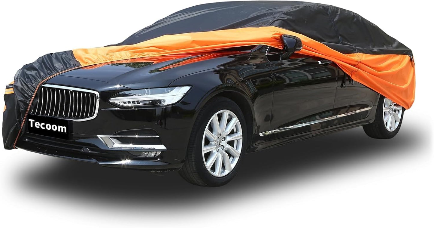 Waterproof Car Cover for Automobiles, All Weather Full Exterior Covers Fit for Toyota Camry Chevrolet Malibu Honda Accord, Universal Windproof Rain Sun UV Protection Car Covers Fit 191"-200" Sedan