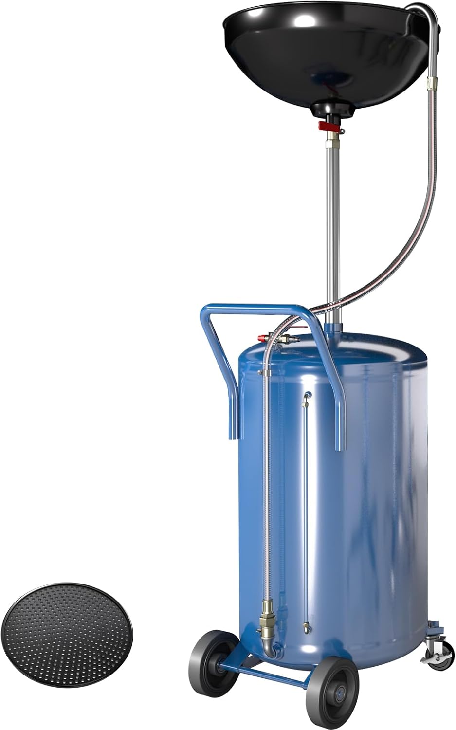 20-Gallon Waste Oil Drain Tank, Portable Air Operated Oil Drains with 360 ° Wheels,Oil Drain Container with Adjustable Funnel Height, Oil Change Container Suitable for Car Repair Shops and Garages