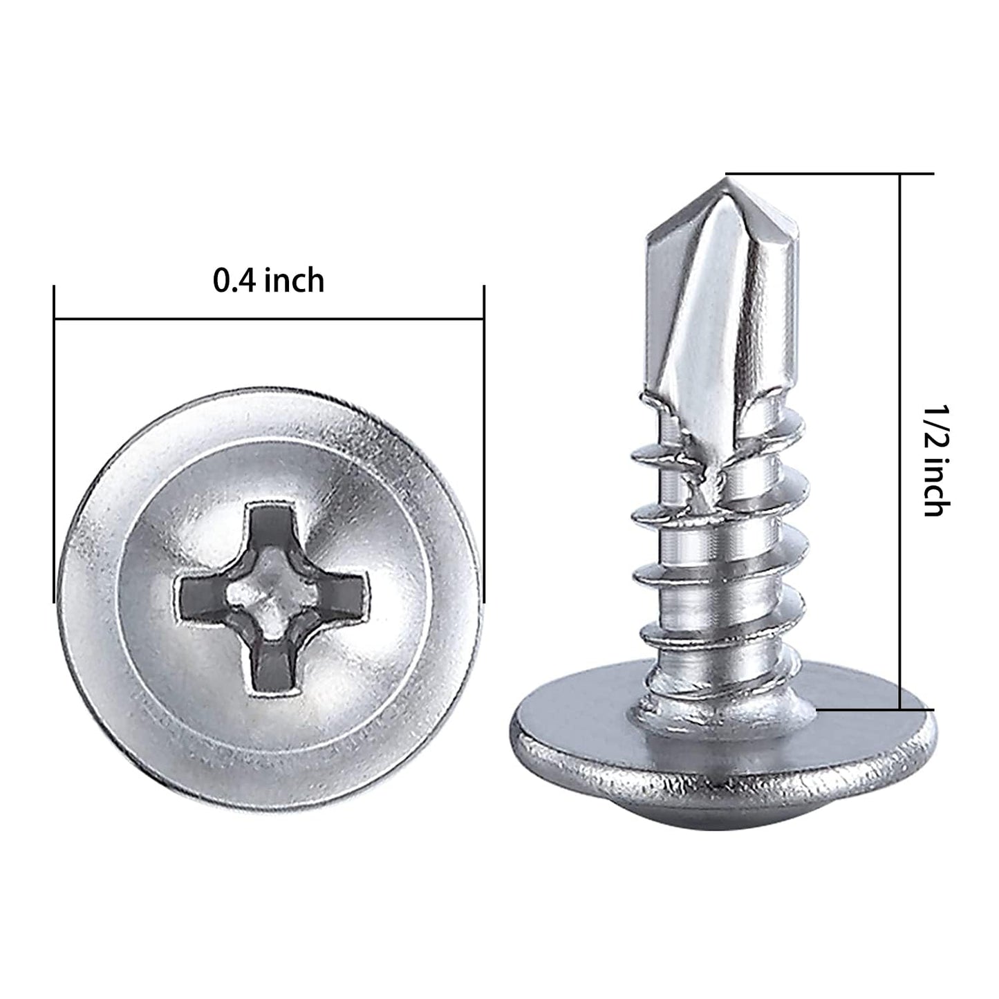 (350 pcs) Wensilon #10×1/2”for Sheet Metal Self-Tapping Screws 410 Stainless Steel Truss Head High-Strength Quick Tapping Screws