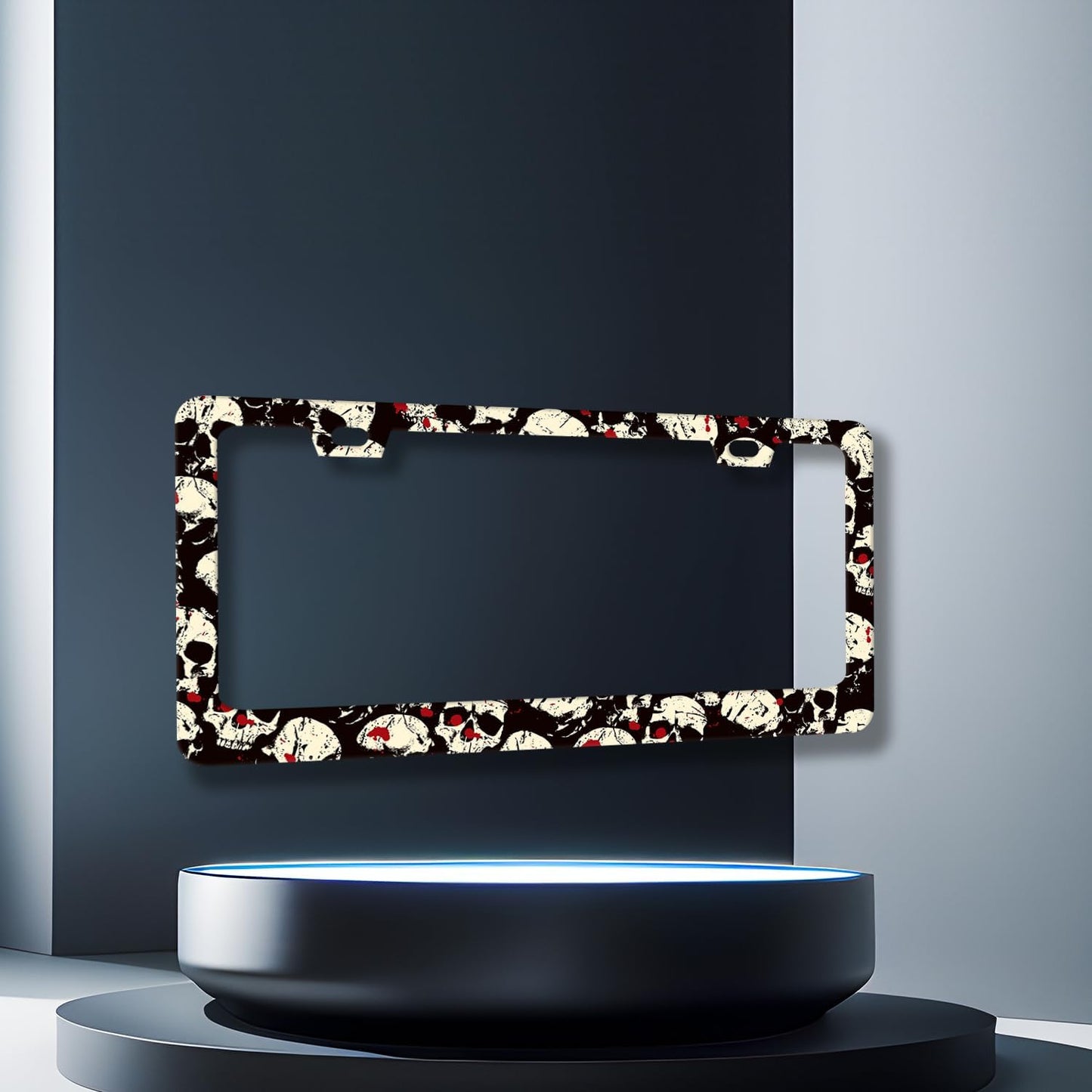 Skull License Plate Frame Skull Skeleton License Plate Holder Stainless Steel Funny Design Compatible with Standard License Plate for USA Canada 12.3" x 6.3" with 2 Screws