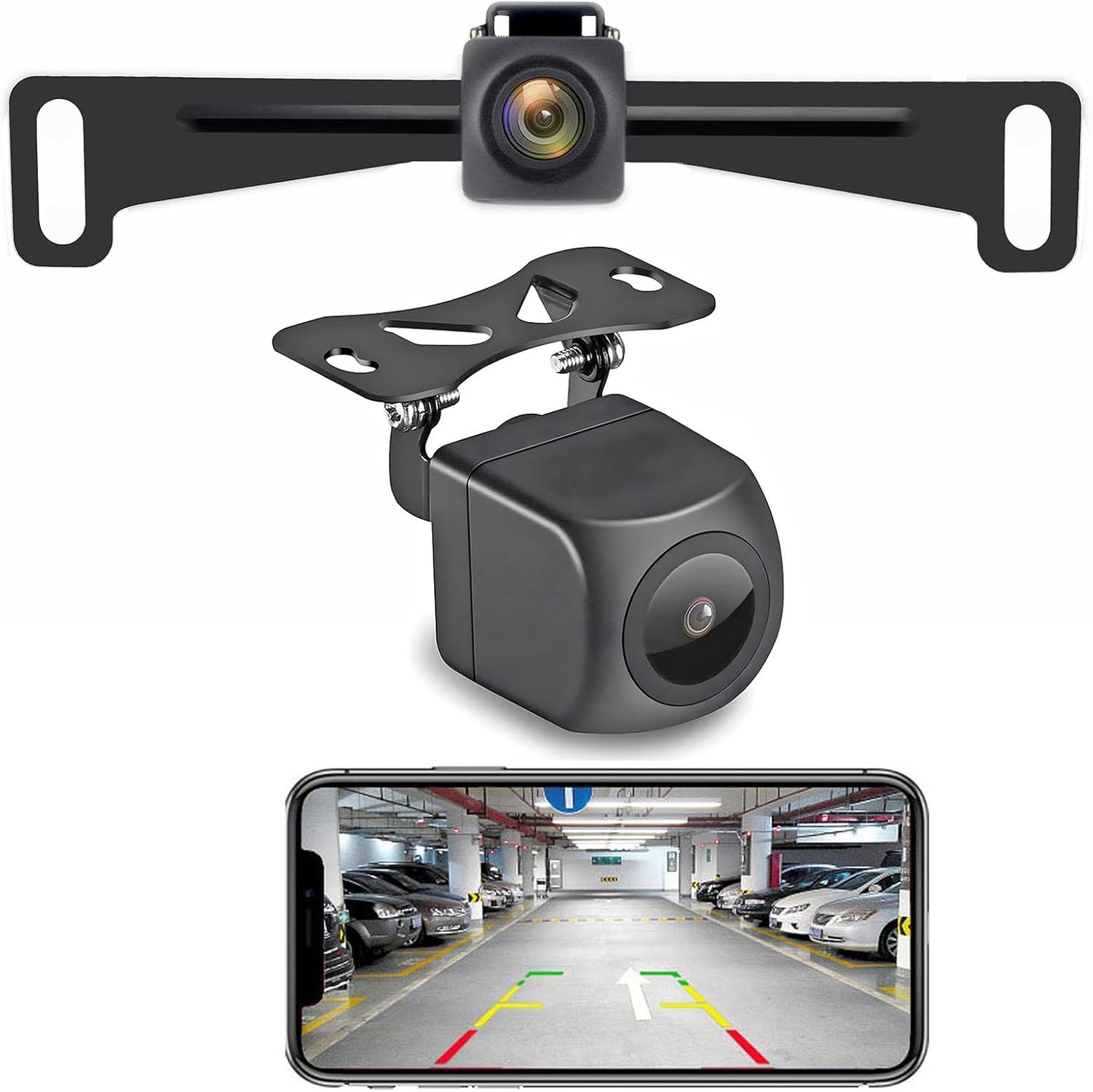 Wireless License Plate Backup Camera for Car/SUV - No Drilling WiFi HD 160° View, Waterproof Reverse/Rear View Camera with Real-Time Signal, Compatible iPhone/Android/iPad (Parking/Hitch Aid)