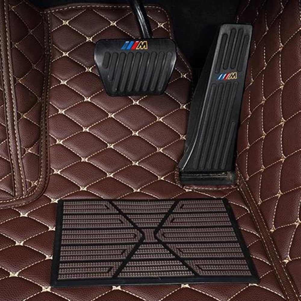 Custom All-Weather Protection Luxury Leather Floor Mats for Cars SUVs Trucks According Anti-Slip Leather Floor mats ﻿ (15,Brown)