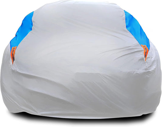 MORNYRAY Waterproof Car Cover All Weather Snowproof UV Protection Windproof Outdoor Full car Cover, Universal Fit for Sedan (Silvery, A2-Fit Sedan Length(Up to 177 inch)