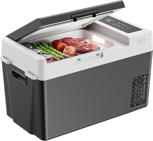 Marsail 12V Car Fridge 25QT Portable Freezer -4°F to 68°F, Compressor Cooler for Camping Travel Truck RV Home, Efficient Cooling & ECO Mode, Black