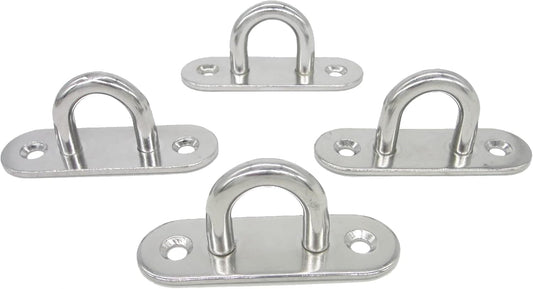 Stainless Steel Ceiling Hooks & Wall Hangers - Heavy Duty M8 Screw Mount, Rust-Proof Anchor Straps for Garage, Outdoor, Storage (4-Pack)