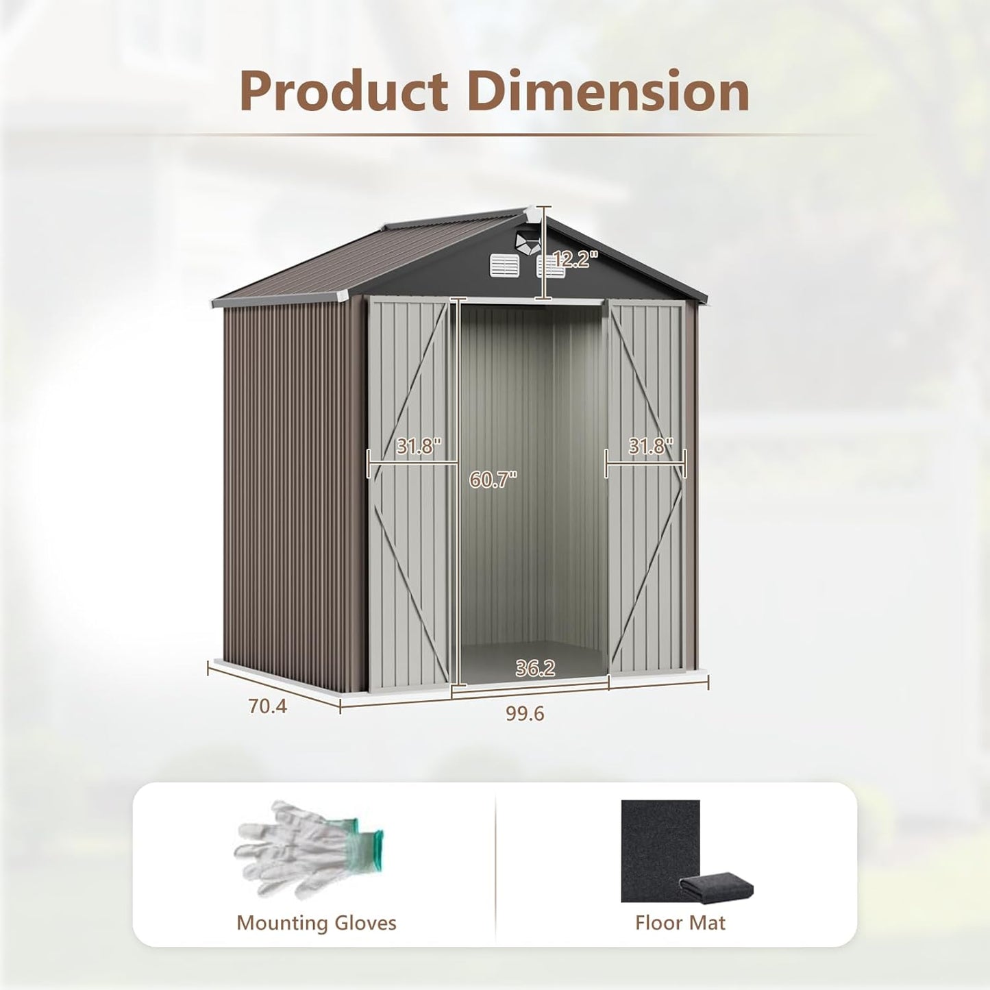 8x6 FT Outdoor Storage Shed,Metal Tool Sheds,Waterproof Outside Storage Shed with Lockable Doors & Air Vent,Storage Building for Backyard Garden