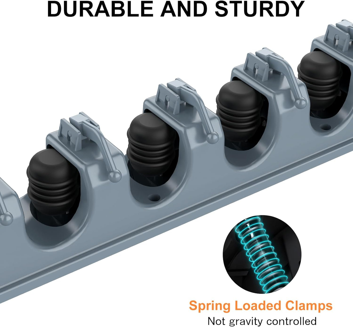 nacena Broom Holder Wall Mount, 2 Packs grey Wall Hanging Garden Tool & Utility Closet Organizer Mop & Broom Hook Wall Mounted Heavy Duty Broom and Mop Organizer Wall Hanging for Bathroom, garage