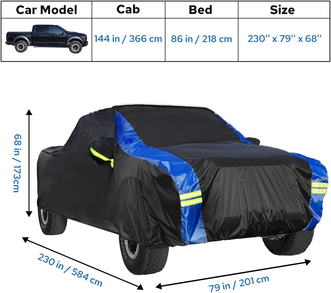 Avecrew All Weather Truck Cover - Waterproof, Rain, Snow, UV & Dust Protection (210"-230")