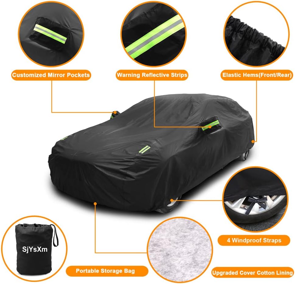 Waterproof All Weather Car Cover Compatible with Jeep Wrangler 4 Dr 2025-2007, Custom Snow Rain Sun UV Outdoor Cover with Cotton Lining for Wrangler Unlimited 4 Door JL JK, Heavy Duty Covers