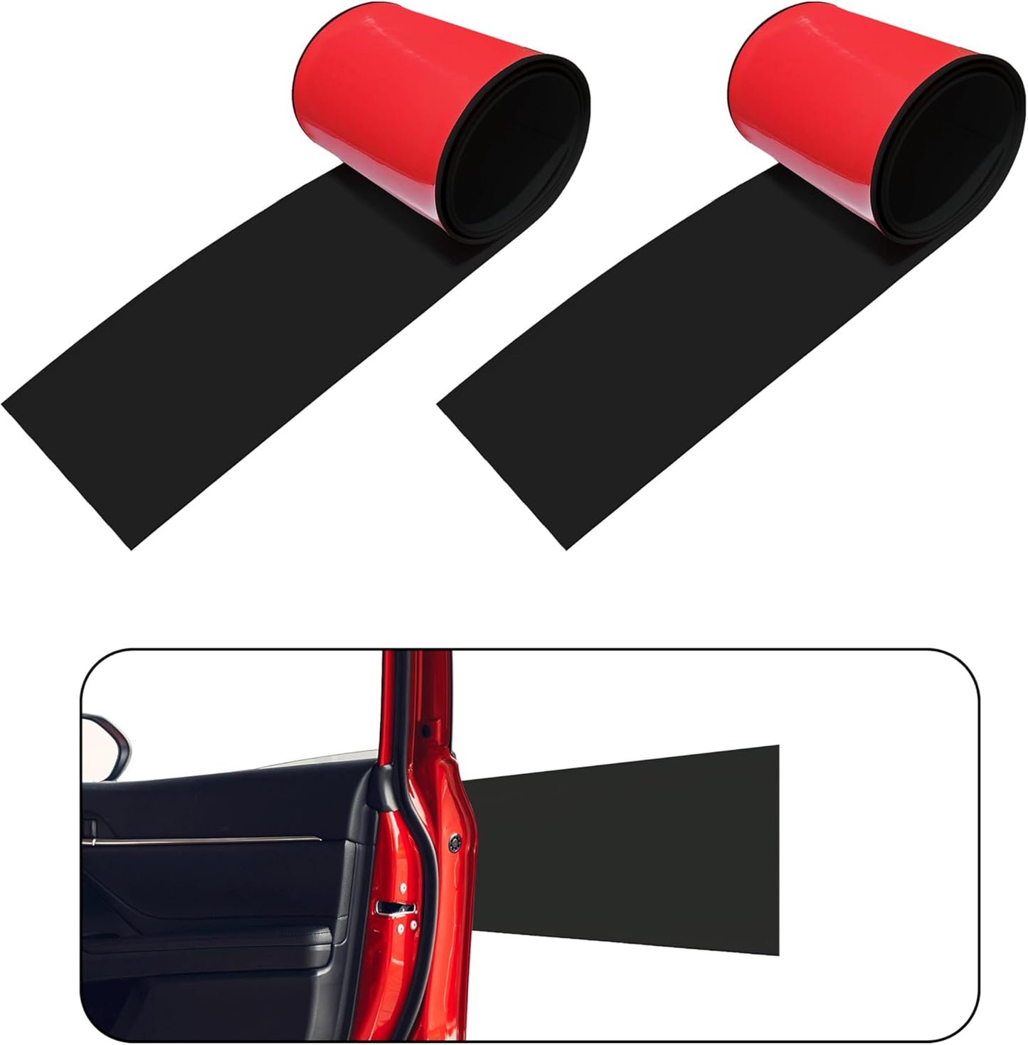 Rubber Bond Garage Wall Protectors - 6x48 Inches 2 Pack Strong Self-Adhesive Rubber Bumper Protectors for Garage Walls - Anti-Scratch and Waterproof Garage Wall Protector for Car Doors (Black)