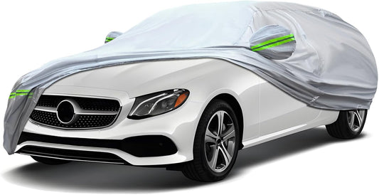 KEYOOG 6-layer Full Car Cover Is All-weather Waterproof, Universal In All Seasons, Snow Prevention, Rainproof, Acid Rainproof, Sunscreen, Ultraviolet-proof, Universally Applicable To Sedan (196"-207")