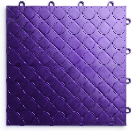 Big Floors RaceDeck CircleTrac, Interlocking Non-Slip Garage Flooring Tile, Durable, Modular, Heavy-Duty Copolymer, Easy Install (Purple, 12 Pack of 12 x 12" Tiles)