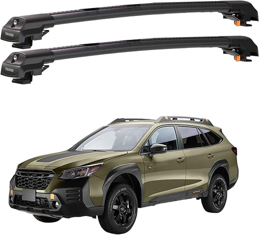 Catch USA Car Roof Rack Cross Bars for Subaru Outback Wilderness with Lock 2021 2022 2023 Aluminum Cross Bar for Rooftop Cargo Carrier Luggage Kayak Canoe Bike Snowboard (Black)