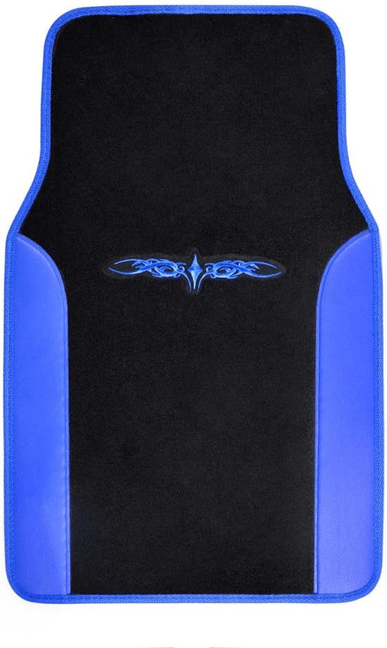BDK Premium Carpet Black & Blue Floor Mats for Cars - Universal Fit Interior 4-Piece Car Mats Full Set - Cute Car Accessories Interior Floor Covers for SUVs, Trucks,Van, & Car