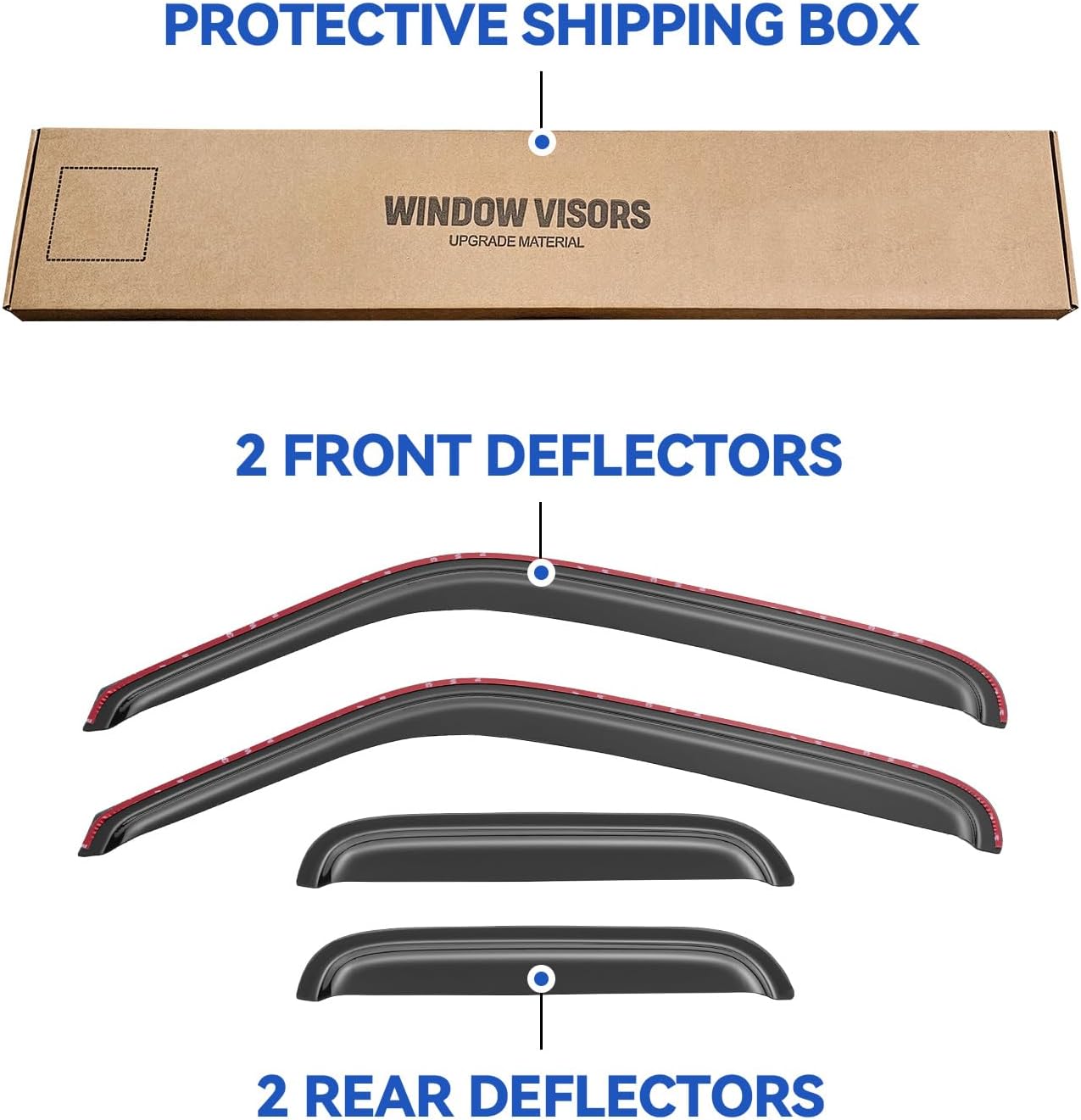 in-Channel Window Visors Rain Guards Shield for 1999-2011 Ford Ranger SuperCab, Window Vent Wind Deflectors Visors Shades for 1999-2008 Mazda B3000, 1999-2010 Mazda B4000 Extended Cab