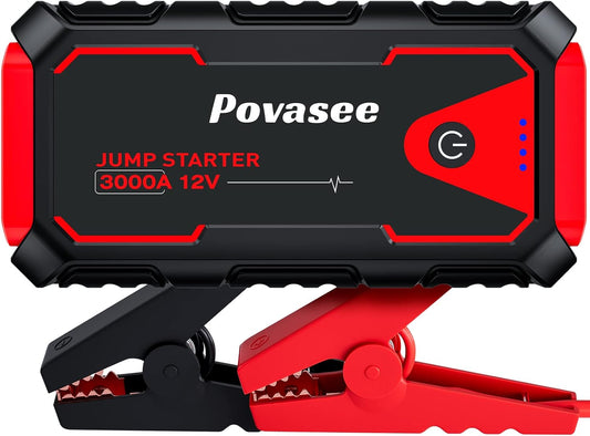 Jump Starter 3000A Car Jumper Starter, 12V Jump Box for Car Battery up to 10L Gas or 8L Diesel Engine Battery Jumper Starter Portable with Power Bank/Dual Output/LED Light