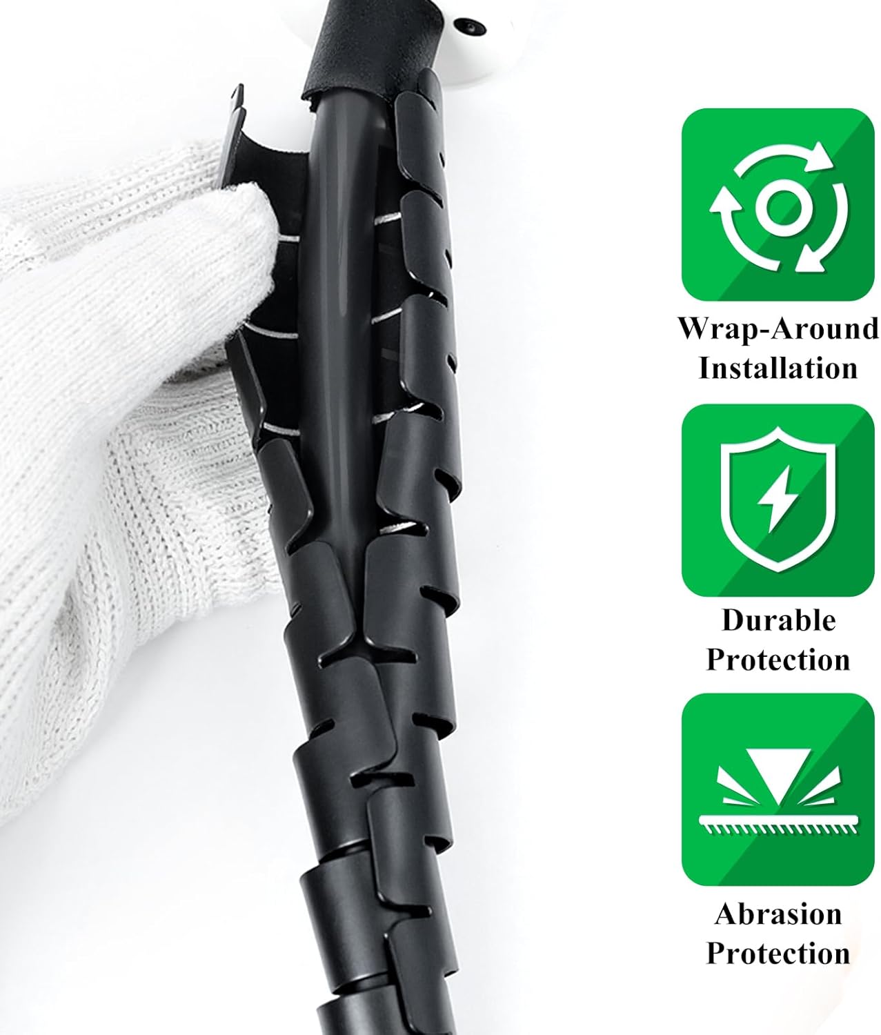 Spiral Cable Wrap, 26FT EV Charger Cord Protector Sleeve - Flexible Wire Loom Cover for Electric Vehicle Charging Cable, Prevents Door Squash, Pet Chew, Tripping & Tangles, Garage Outdoor Use