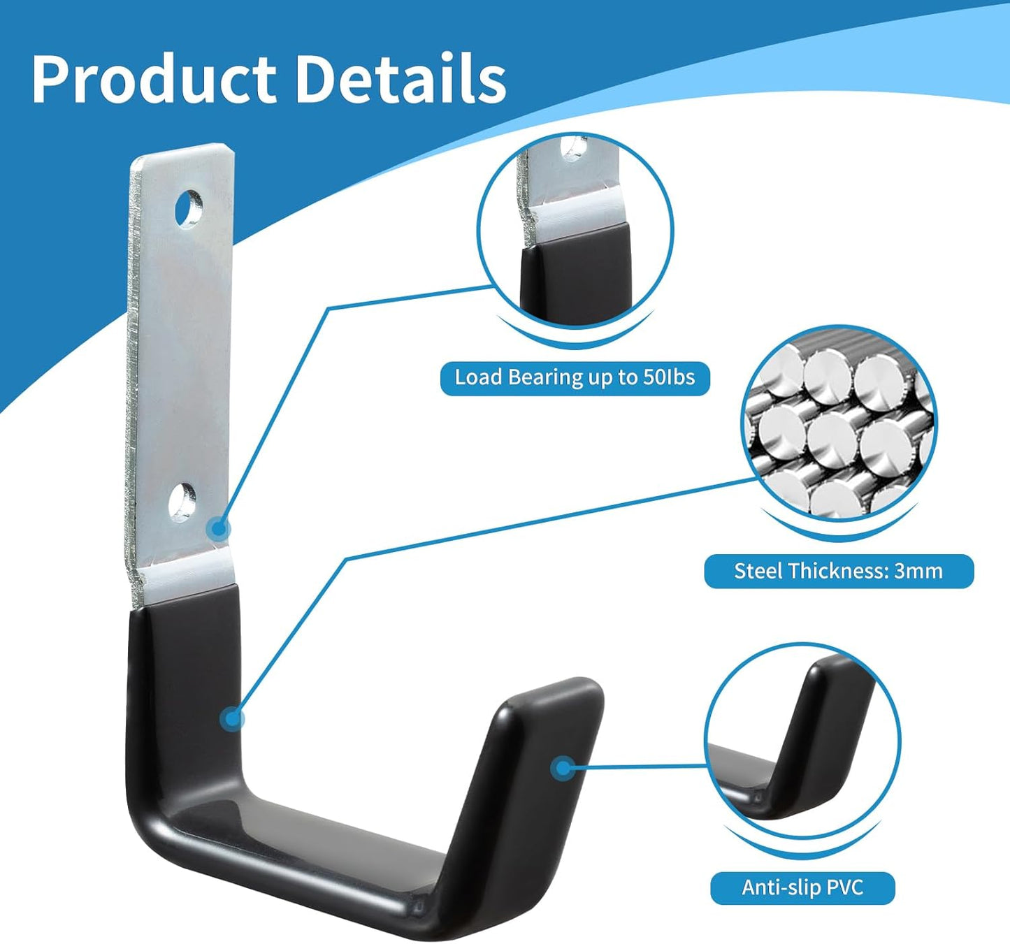 Heavy Duty Steel Garage Hooks,Garage Storage Utility Hooks,Anti-Slip Hanger, Tool Organizer,Steel Wall Mount Organizer, Garden Hose Hanger (Small-8PC)