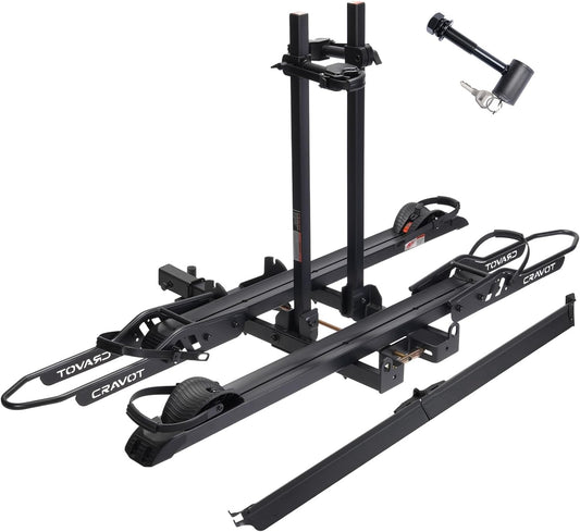 CyberRack S2 Ebike Rack, 300 lbs Capacity Foldable Bike Racks for Tow Hitch Heavy Electric Bike Carrier for 2 E-Bike, Up to 5-inch Fat Tire 2'' Receiver