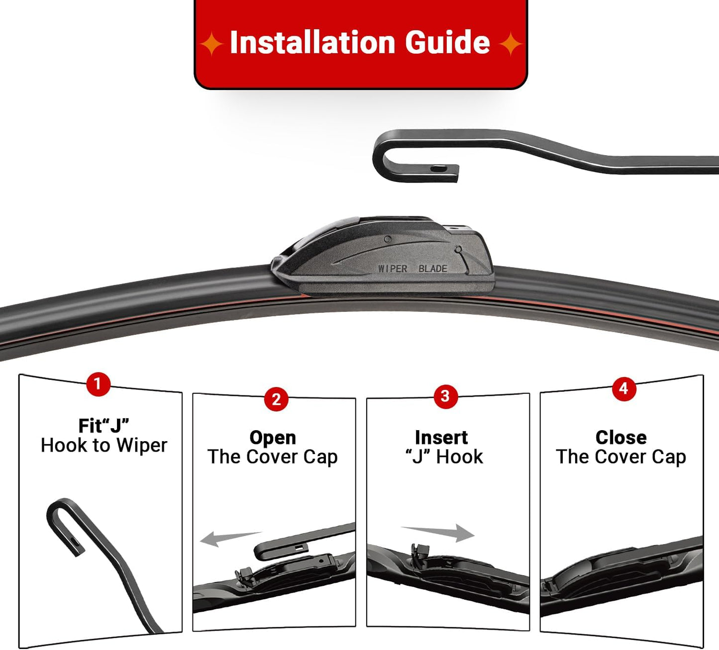 Windshield Wiper Blades Replacement for 2003-2009 Honda Element / 2009-2014 Nissan Cube Original Factory Quality Front Rear Wipers Blade Set for My Car - 20" 20" 12" (Pack of 3)