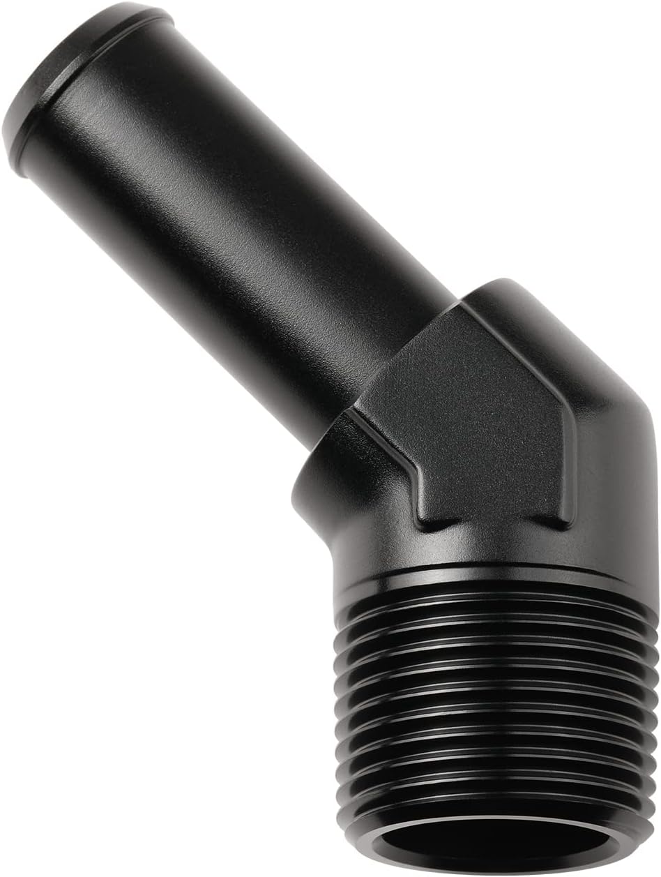 3/4 NPT Male to 3/4" Hose Barb Fitting Adapter 45 Degree Elbow Aluminum Black