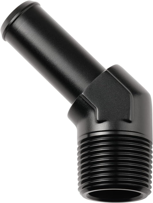 3/4 NPT Male to 3/4" Hose Barb Fitting Adapter 45 Degree Elbow Aluminum Black