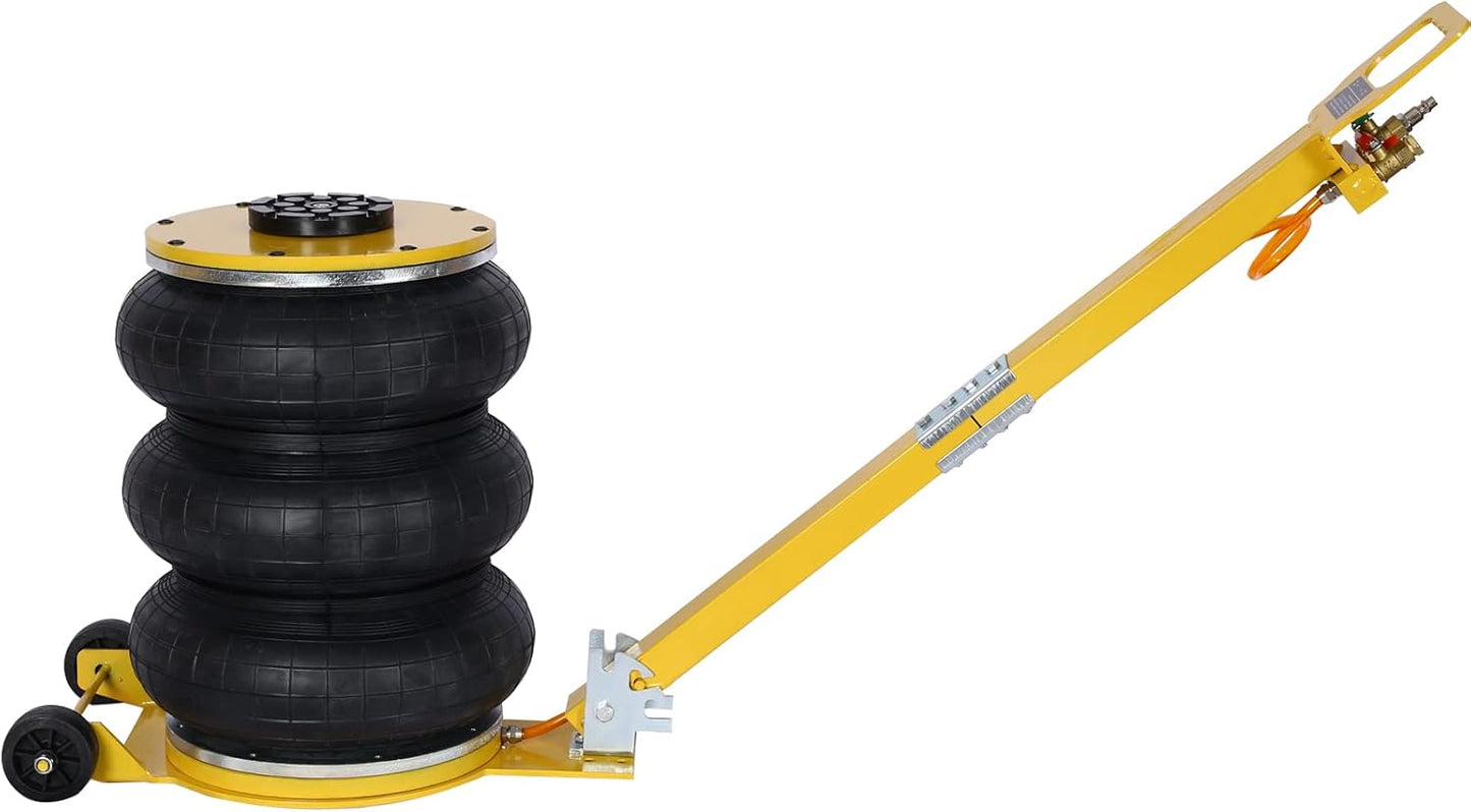 5T Triple Bag Air Jack 11000lbs Pneumatic Jack 3s Fast Lift Up 16in Airbag Jack with Adjustable Long Handle Heavy Duty Triple Air Bag Jack Lift for Cars Garage (Yellow)