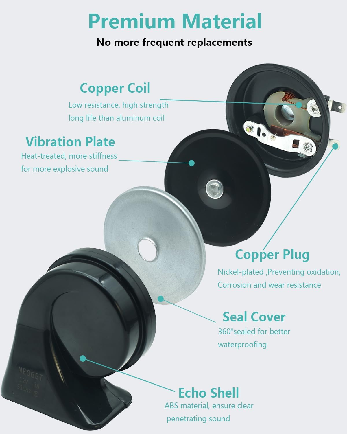 Car Horn Kit for Honda Acura, 12V Loud Waterproof Auto Horn,High Low Dual Tone 126 Decibel, Replacement for Honda