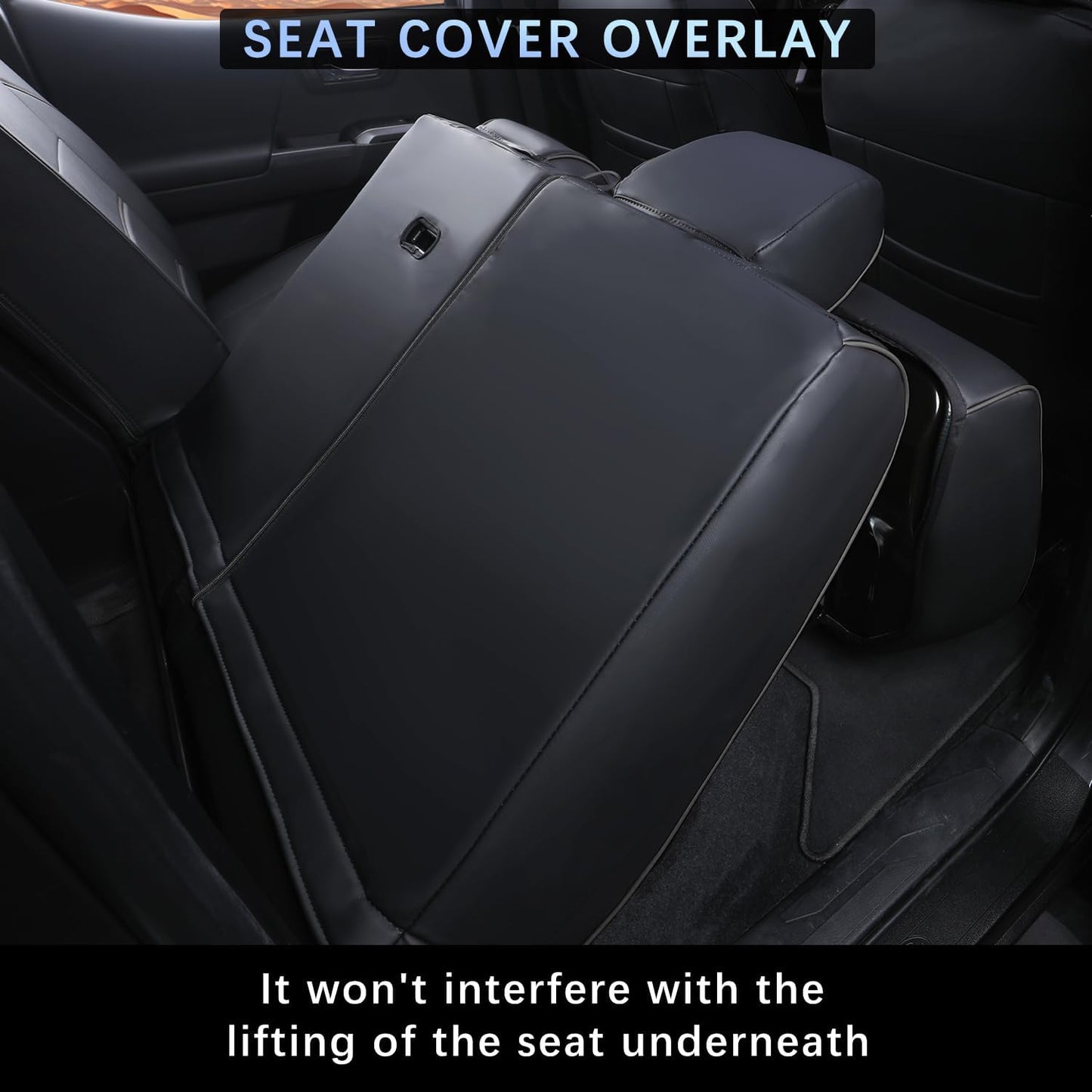 Car Seat Covers Full Set for Toyota Tacoma Double & Crew Cab 2023 2022 2021 2020 2019 2018 2017 2016 Tacoma Interior Accessories Premium Faux Leather Breathable Waterproof (Pure Black)