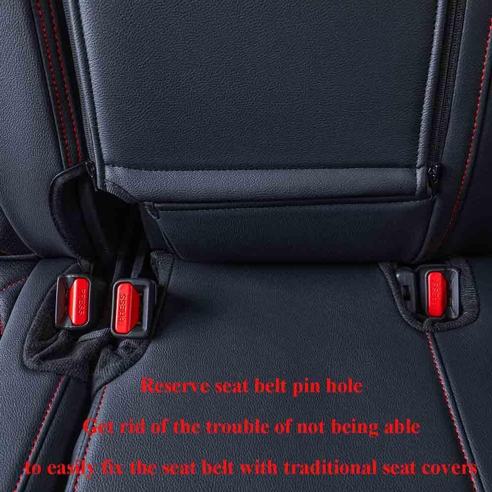 EKR Sportage Seat Covers Custom Fit for KIA Sportage Hybrid EX/SX Prestige & Plug-in Hybrid X-Line/X-Line Prestige 2023-2026 Leather Car Seat Cover Full Set-Faux Leather (Black with Red Piping)