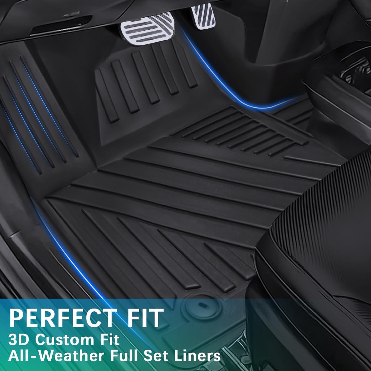 Car Floor Mats Compatible with Kia Ev6 2022 2023 2024 2025 All-Weather Guard Cargo Trunk Liners Rear Backrest Mats TPE for Ev6 Accessories (8pcs)