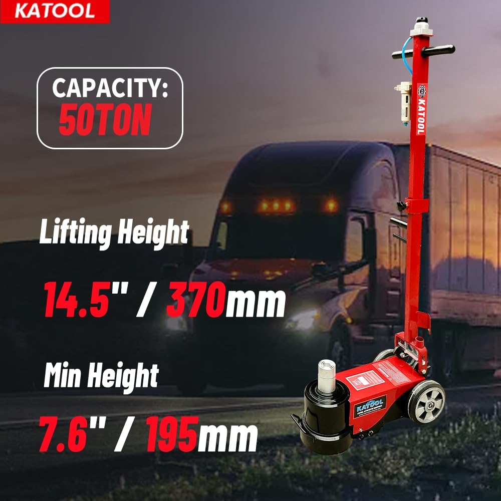 50 Ton Heavy Duty Floor Jack Pneumatic Hydraulic Jack Car Truck Lift Fit for Garages, Repair Shops Lift Range 7.6"- 14.5" (KT-J50T)