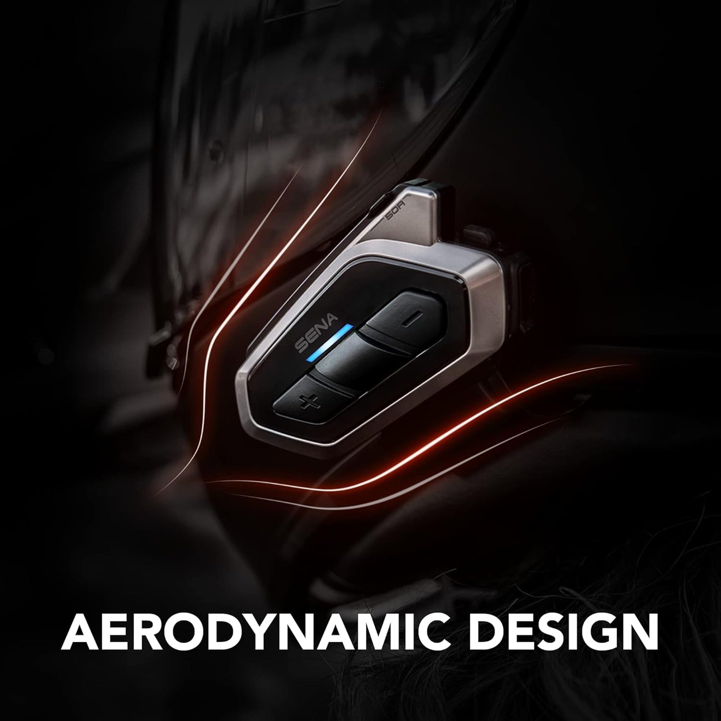 Sena 50R 3-Button Motorcycle Bluetooth Headset w/Sound by Harman Kardon Integrated Mesh Intercom System Premium Microphone & Speakers