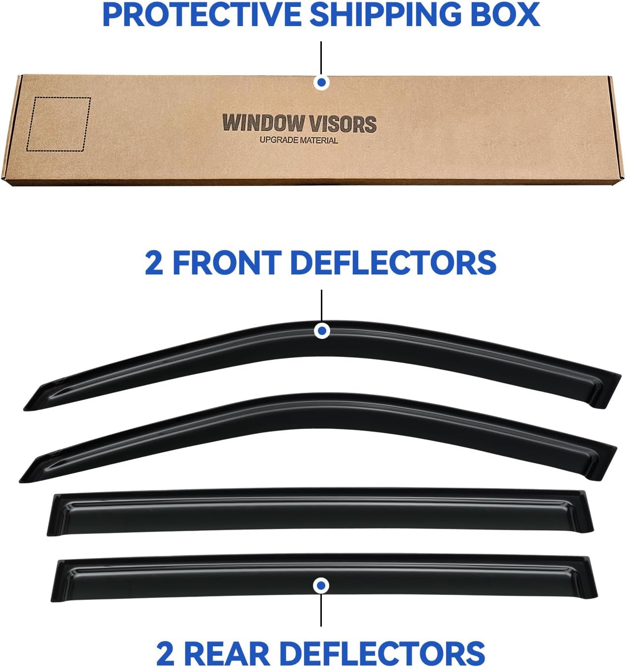 Window Visors Rain Guards Shield for 2001-2007 Toyota Highlander, Out-Channel Window Vent Wind Deflectors Visors Shades for 06 07 Highlander Hybrid