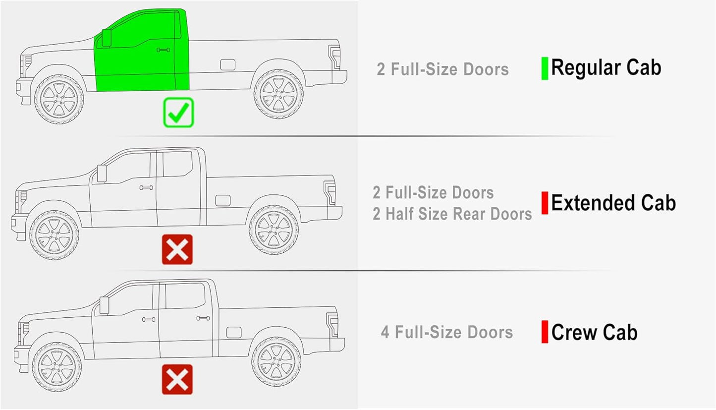 APS Wheel to Wheel Running Boards 6in Compatible with Ford F150 2015-2025 Regular Cab 6.5ft Bed & F-250 F-350 Super Duty 2017-2025 (Nerf Bars Side Steps Side Bars)