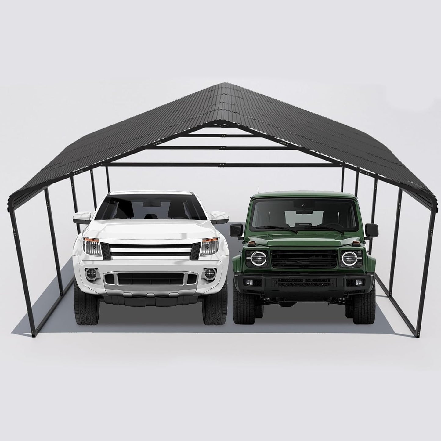 10x20FT/20x20 FT Metal Carport Heavy Duty for 2 Cars - Frame Shelter Car Garage Kits for All-Weather,Car Canopy Reinforced with Safe Boat Cover Car Ports for Yard Protection (20 X 20 FT)