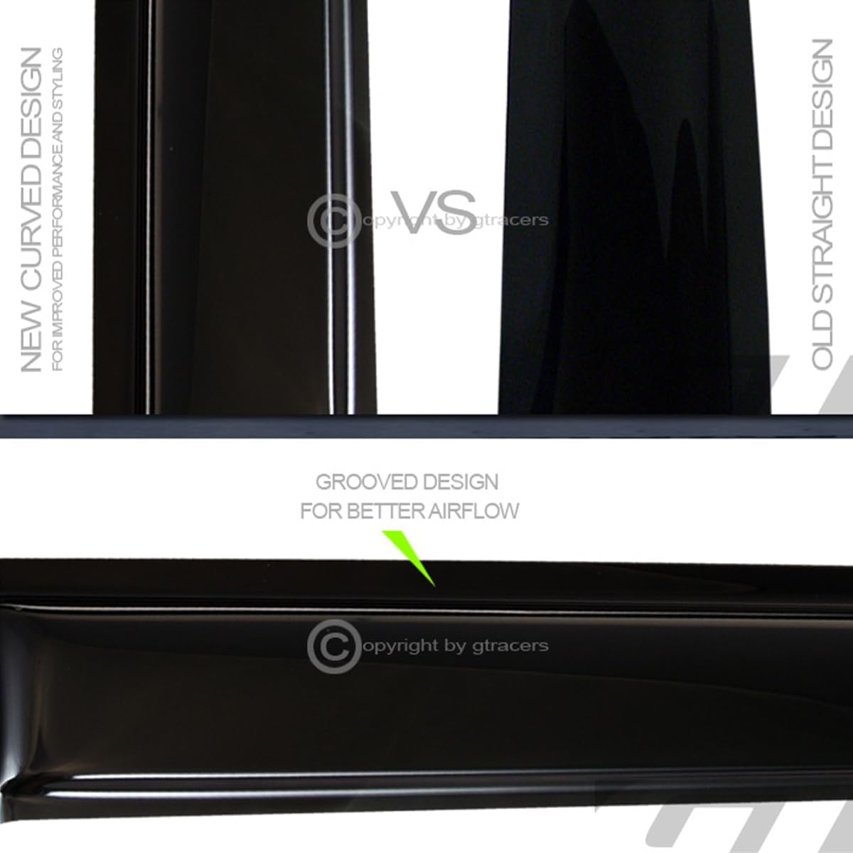 4pcs Front Rear Window Deflector Sun/Rain/Wind Guards Smoke Window Visors 07-13 Compatible with Chevy Silverado/GMC Sierra 1500/2500 HD/3500 HD Extended Cab