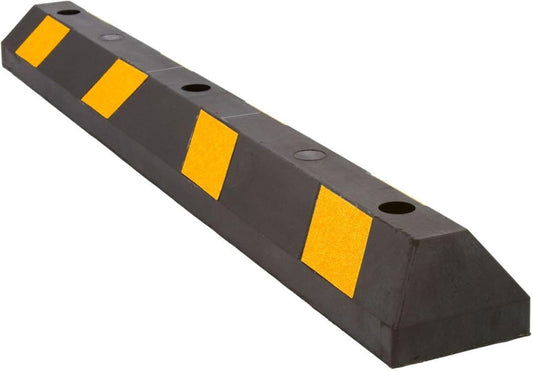 Guardian 4' Rubber Parking Curb with Mounting Holes Hi-Vis Yellow UV-Resistant for Paved, Gravel Parking Lot 4" H