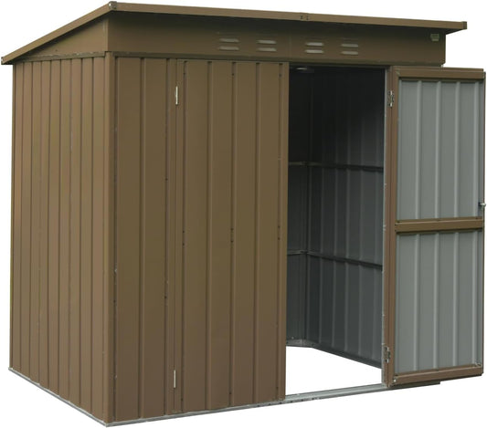 IKERY Metal Storage Shed 6' x 4' with Double Lockable Doors - Garden & Backyard Tool Shed for Bikes, Weather-Resistant - Dark Gray