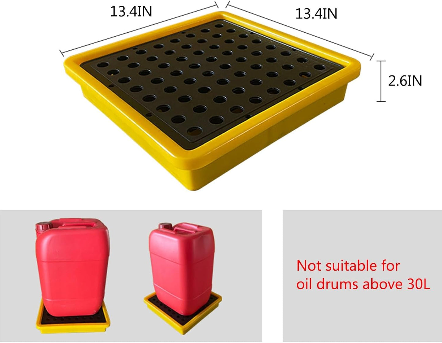 2 Drum Containment Spill Pallet, Polyethylene Low Profile Paint Bucket Tray, Industrial Garage Storage Detachable Shipping Leakproof Platform (Color : Yellow-1 Pack, Size : 13.4"x13.4"x2.6"